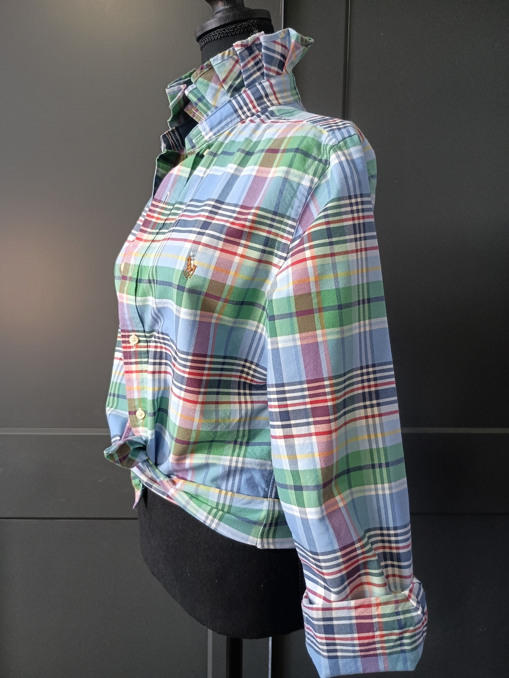 Upcycled Women's Ralph Lauren Ruffled Collar Shirt #118